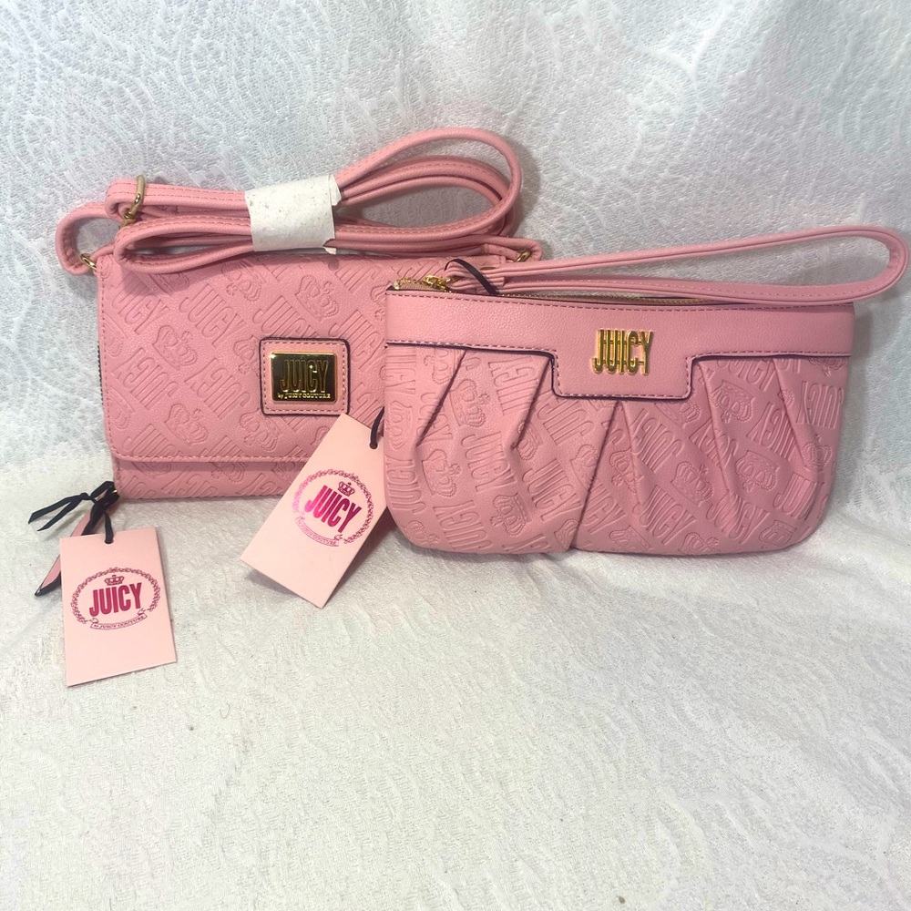 Juicy couture Womans pink crossbody shoulder bag Purse wristlet wallet BNWT